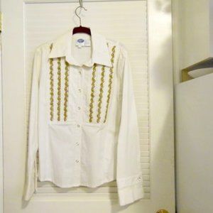 DG2 by Diane Gilman White Embellished Shirt Size Large